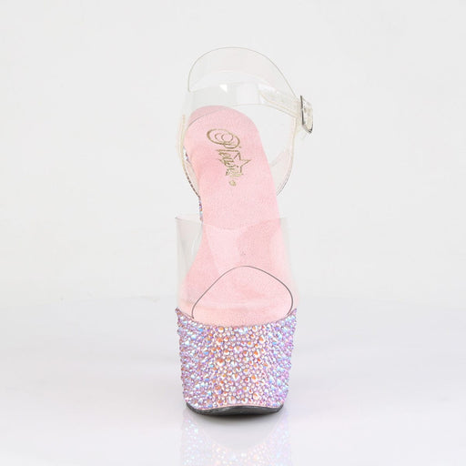 Pleaser BEJEWELED-708MS Platform Sandal (Clear/Baby Pink Multi Rhinestone)