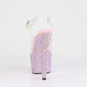 Pleaser BEJEWELED-708MS Platform Sandal (Clear/Baby Pink Multi Rhinestone)