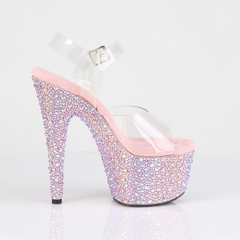 Pleaser BEJEWELED-708MS Platform Sandal (Clear/Baby Pink Multi Rhinestone)
