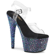 Pleaser BEJEWELED-708MS Platform Sandal (Clear/Black Multi Rhinestone)