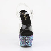 Pleaser BEJEWELED-708MS Platform Sandal (Clear/Black Multi Rhinestone)