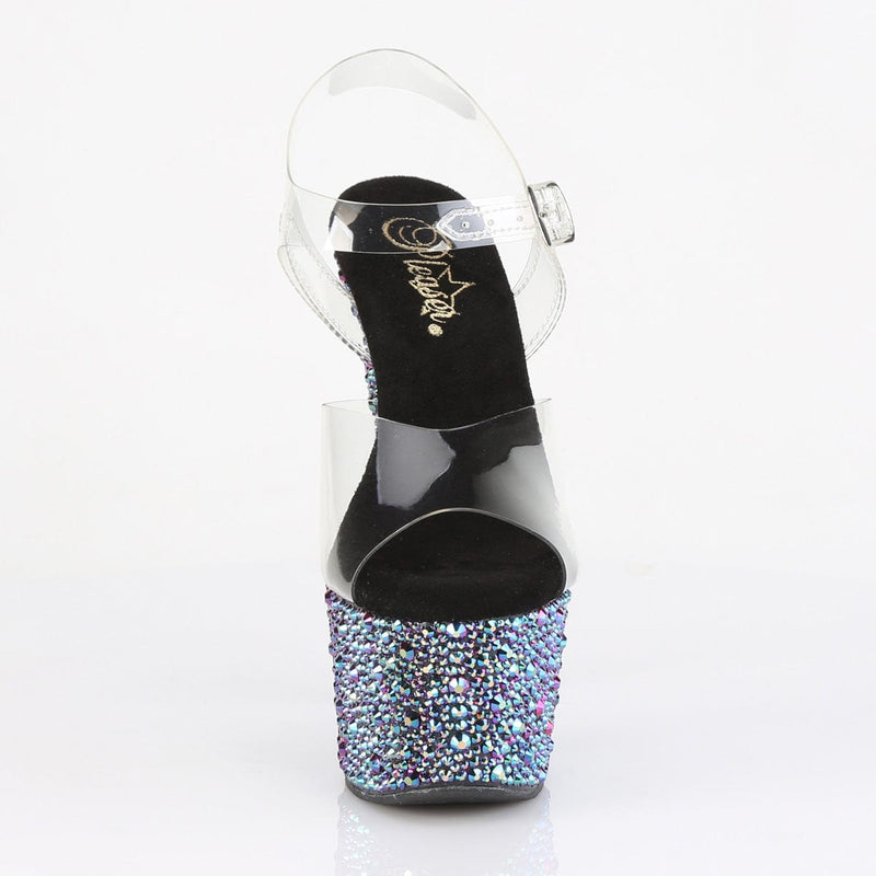 Pleaser BEJEWELED-708MS Platform Sandal (Clear/Black Multi Rhinestone)