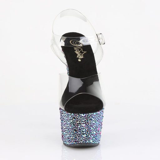 Pleaser BEJEWELED-708MS Platform Sandal (Clear/Black Multi Rhinestone)