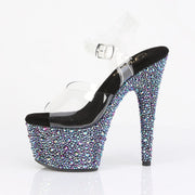 Pleaser BEJEWELED-708MS Platform Sandal (Clear/Black Multi Rhinestone)