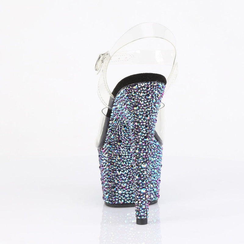Pleaser BEJEWELED-708MS Platform Sandal (Clear/Black Multi Rhinestone)