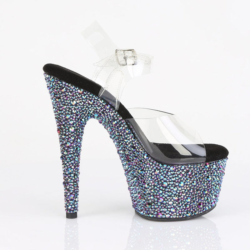 Pleaser BEJEWELED-708MS Platform Sandal (Clear/Black Multi Rhinestone)