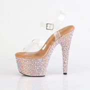 Pleaser BEJEWELED-708MS Platform Sandal (Clear/Rose Gold Multi Rhinestone)