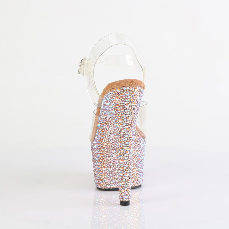 Pleaser BEJEWELED-708MS Platform Sandal (Clear/Rose Gold Multi Rhinestone)