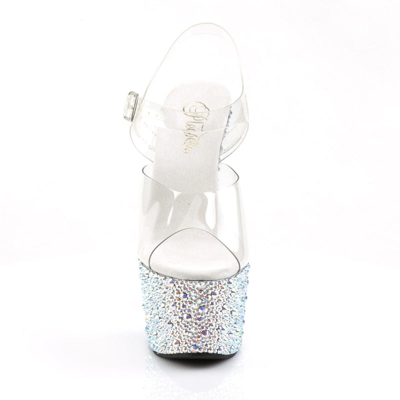 Pleaser BEJEWELED-708MS Platform Sandal (Clear/Silver Multi Rhinestone)