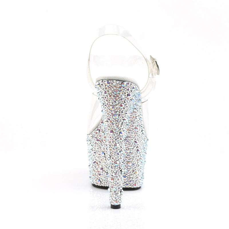 Pleaser BEJEWELED-708MS Platform Sandal (Clear/Silver Multi Rhinestone)