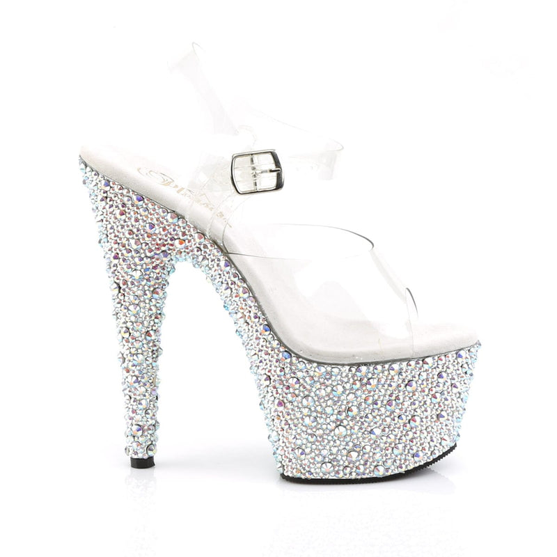 Pleaser BEJEWELED-708MS Platform Sandal (Clear/Silver Multi Rhinestone)