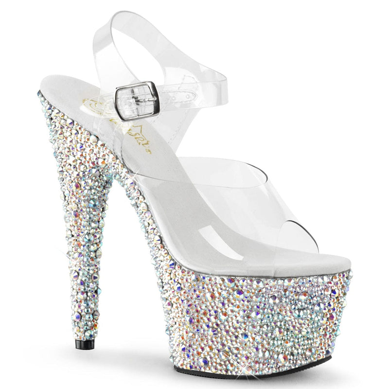 Pleaser BEJEWELED-708MS Platform Sandal (Clear/Silver Multi Rhinestone)