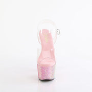 Pleaser BEJEWELED-708RRS Platform Sandal (Clear/Baby Pink Rhinestone)