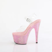 Pleaser BEJEWELED-708RRS Platform Sandal (Clear/Baby Pink Rhinestone)
