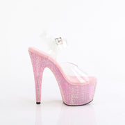 Pleaser BEJEWELED-708RRS Platform Sandal (Clear/Baby Pink Rhinestone)