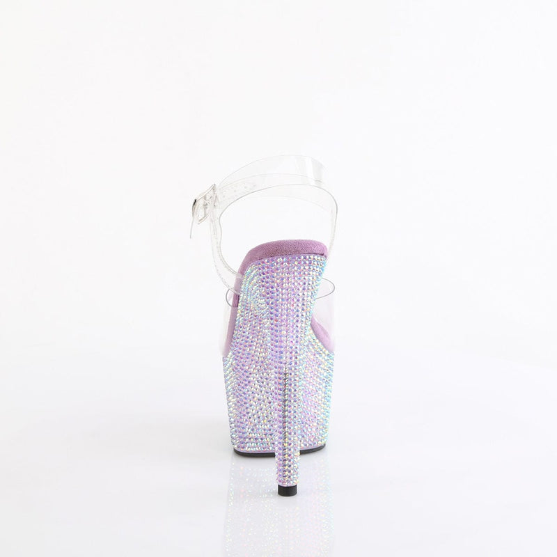 Pleaser BEJEWELED-708RRS Platform Sandal (Clear/Lavender Rhinestone)