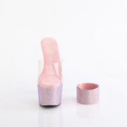 Pleaser BEJEWELED-712RS Platform Slide (Clear/Baby Pink Multi Rhinestone)