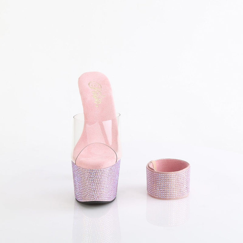 Pleaser BEJEWELED-712RS Platform Slide (Clear/Baby Pink Multi Rhinestone)