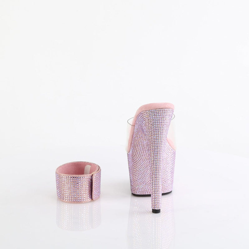 Pleaser BEJEWELED-712RS Platform Slide (Clear/Baby Pink Multi Rhinestone)