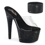 Pleaser BEJEWELED-712RS Platform Slide (Clear/Black Rhinestone)