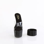 Pleaser BEJEWELED-712RS Platform Slide (Clear/Black Rhinestone)