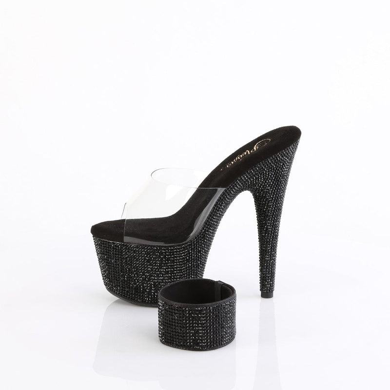 Pleaser BEJEWELED-712RS Platform Slide (Clear/Black Rhinestone)