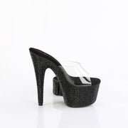 Pleaser BEJEWELED-712RS Platform Slide (Clear/Black Rhinestone)
