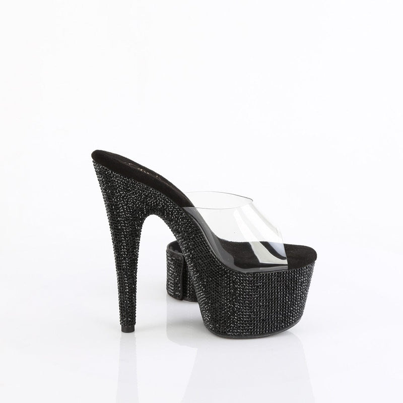 Pleaser BEJEWELED-712RS Platform Slide (Clear/Black Rhinestone)