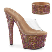 Pleaser BEJEWELED-712RS Platform Slide (Clear/Bronze Multi Rhinestone)