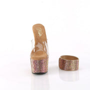 Pleaser BEJEWELED-712RS Platform Slide (Clear/Bronze Multi Rhinestone)