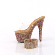 Pleaser BEJEWELED-712RS Platform Slide (Clear/Bronze Multi Rhinestone)