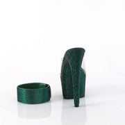 Pleaser BEJEWELED-712RS Platform Slide (Clear/Emerald Green Rhinestone)