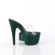 Pleaser BEJEWELED-712RS Platform Slide (Clear/Emerald Green Rhinestone)