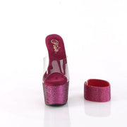 Pleaser BEJEWELED-712RS Platform Slide (Clear/Fuchsia Rhinestone)