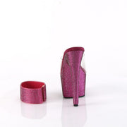 Pleaser BEJEWELED-712RS Platform Slide (Clear/Fuchsia Rhinestone)