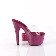 Pleaser BEJEWELED-712RS Platform Slide (Clear/Fuchsia Rhinestone)