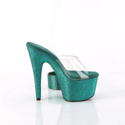 Pleaser BEJEWELED-712RS Platform Slide (Clear/Green Rhinestone)