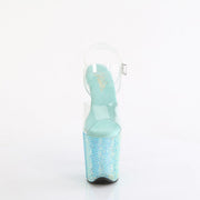 Pleaser BEJEWELED-808RRS Platform Sandal (Clear/Aqua Rhinestone)