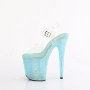 Pleaser BEJEWELED-808RRS Platform Sandal (Clear/Aqua Rhinestone)