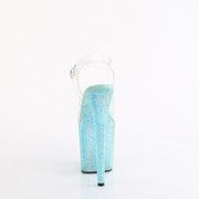 Pleaser BEJEWELED-808RRS Platform Sandal (Clear/Aqua Rhinestone)
