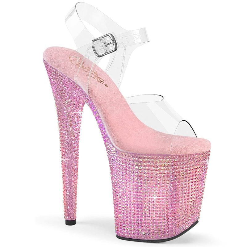 Pleaser BEJEWELED-808RRS Platform Sandal (Clear/Baby Pink Rhinestone)
