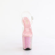 Pleaser BEJEWELED-808RRS Platform Sandal (Clear/Baby Pink Rhinestone)