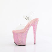 Pleaser BEJEWELED-808RRS Platform Sandal (Clear/Baby Pink Rhinestone)