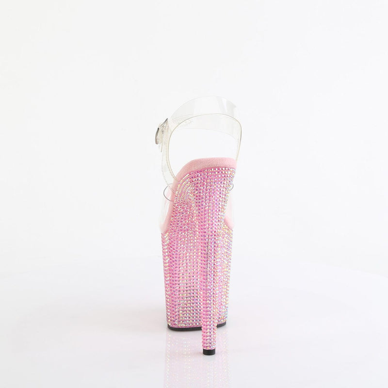 Pleaser BEJEWELED-808RRS Platform Sandal (Clear/Baby Pink Rhinestone)