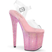 Pleaser BEJEWELED-808RRS Platform Sandal (Clear/Baby Pink Rhinestone)