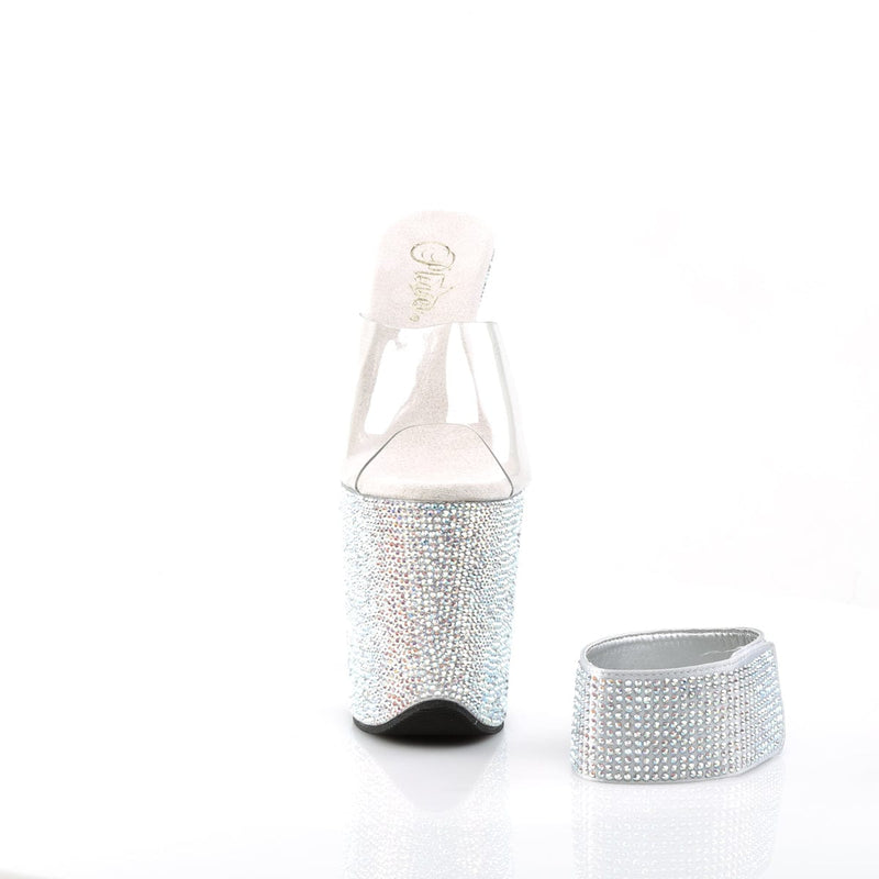 Pleaser BEJEWELED-812RS Platform Slide (Clear/Silver Multi Rhinestone)