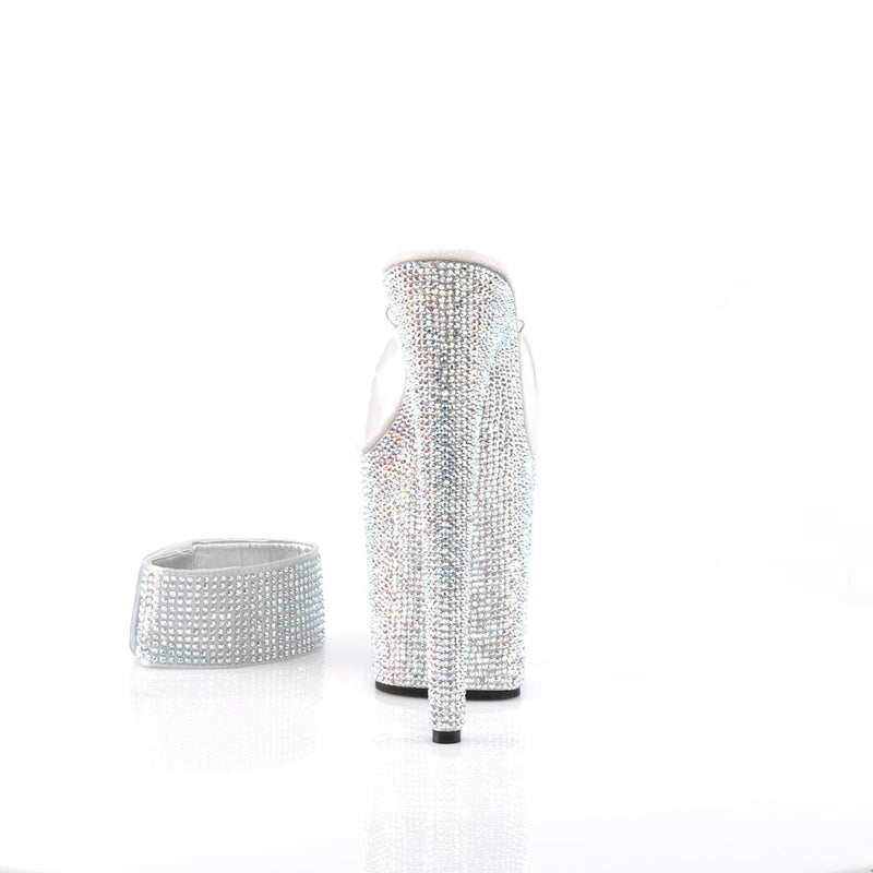 Pleaser BEJEWELED-812RS Platform Slide (Clear/Silver Multi Rhinestone)