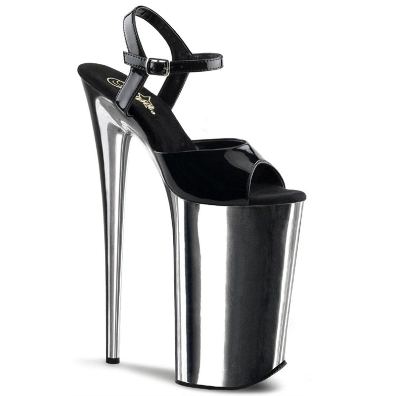 Pleaser BEYOND-009 Platform Sandal (Black/Silver Chrome)