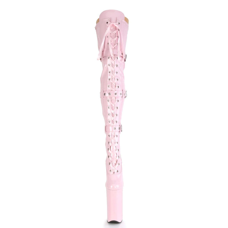 Pleaser BEYOND-3028 Platform Thigh High Boot (Baby Pink Stretch Patent/Baby Pink)