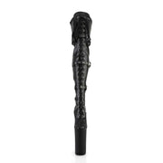 Pleaser BEYOND-3028 Platform Thigh High Boot (Black Stretch Faux Leather/Black Matte)